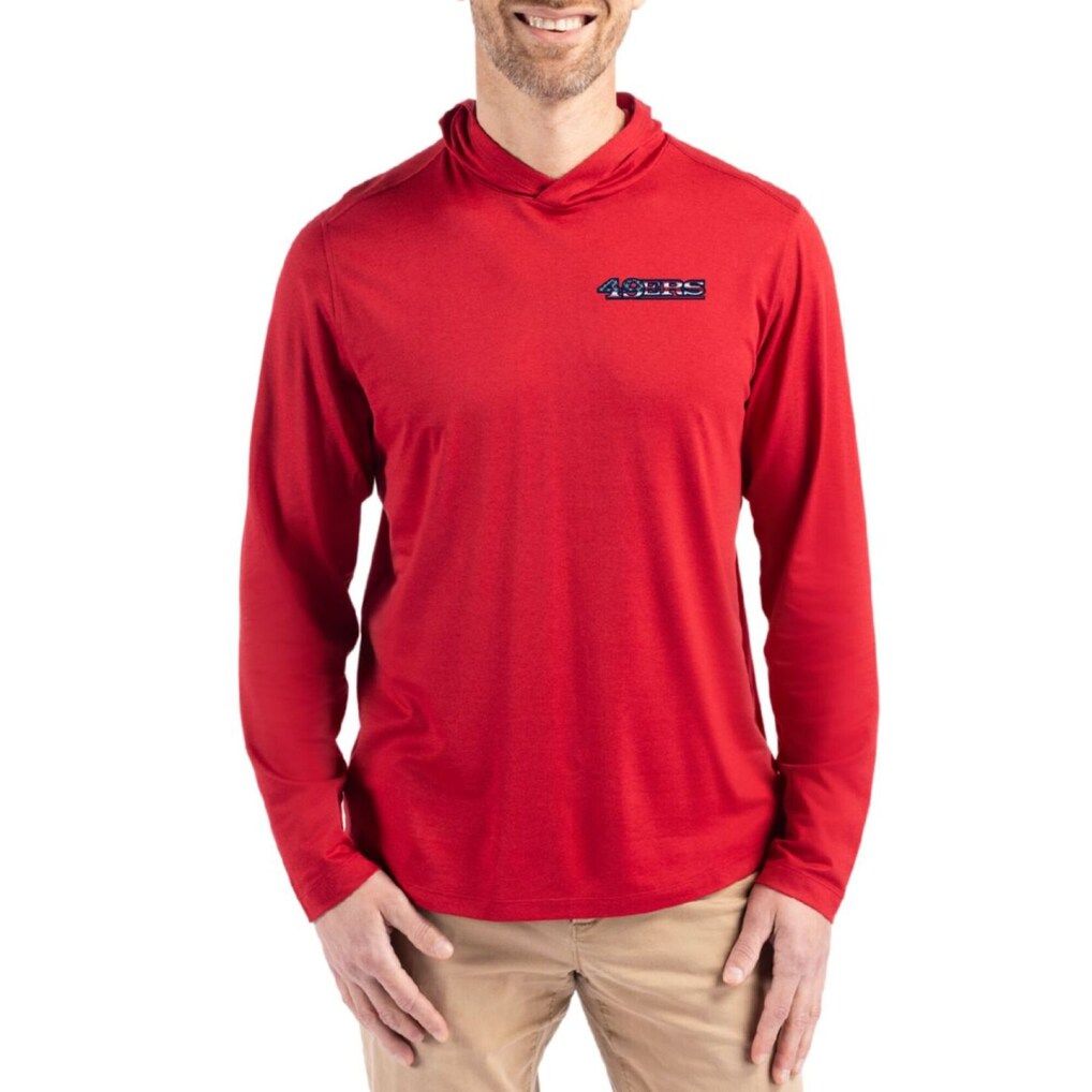 Men 2026 NFL San Francisco 49ers Hooded long sleeved T-shirt red 001